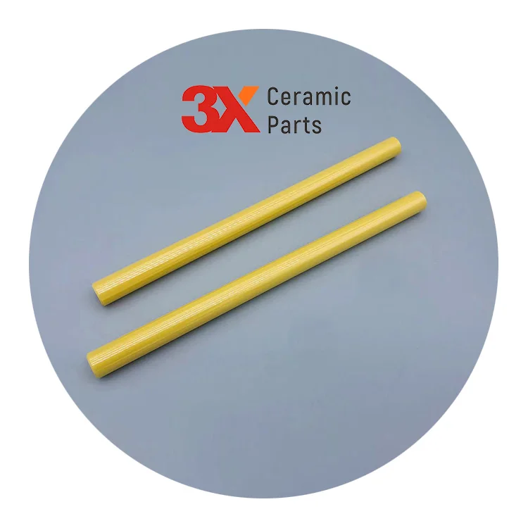 3X Ceramic Parts ODM OEM CNC Machining High Precision Hardness Strength Roller Shaft Yellow Color Magnesia Zirconia Plunger Rod