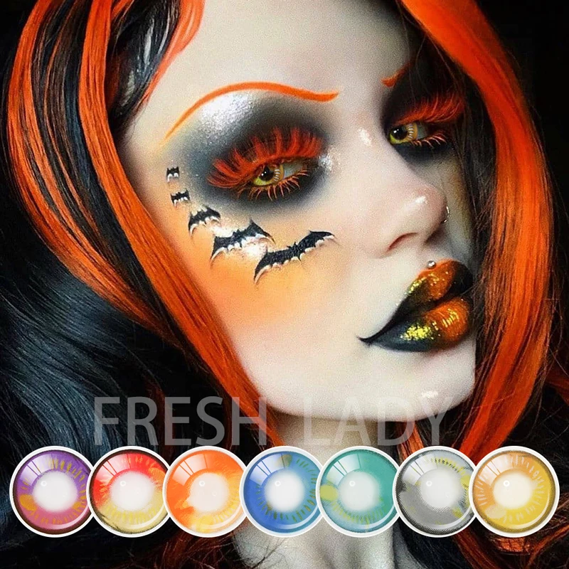 Контактные линзы Fresh lady на Хэллоуин, косметические линзы для глаз аниме, сумасшедшие контактные линзы