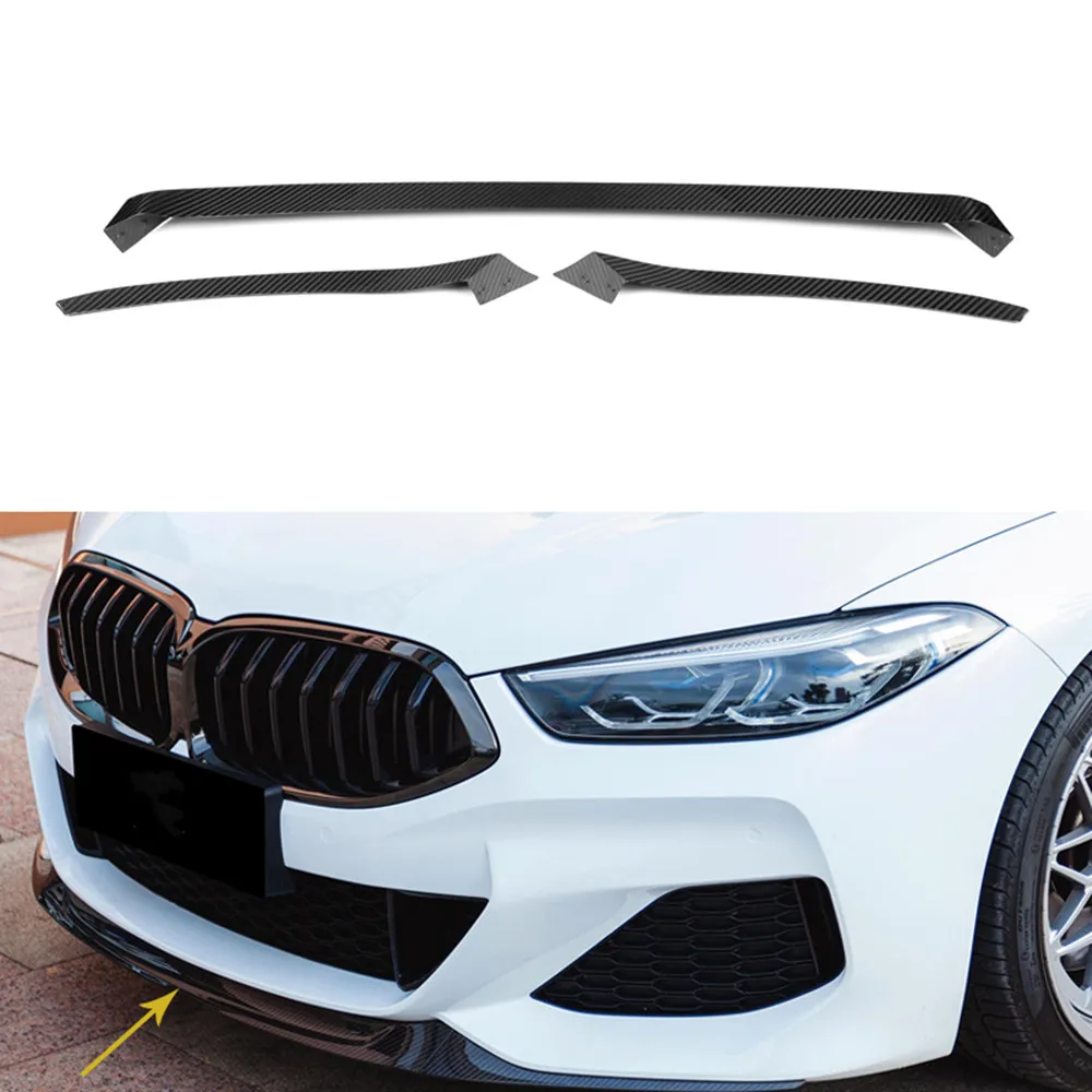 Dry Carbon Fiber Front Bumper Lip Spoiler Splitters For BMW 8 Series G14 G15 G16 2020+ Car Tuning Styling Front Lip Diffuser