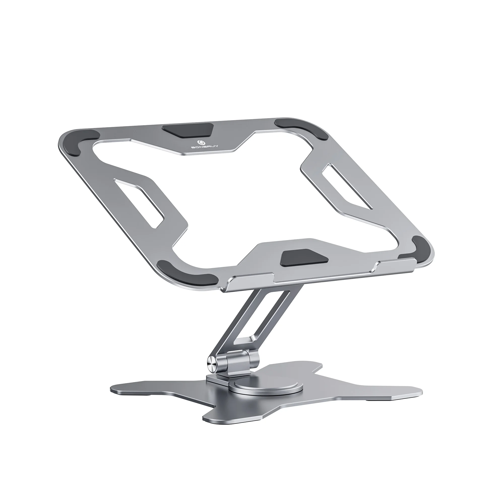 Boneruy Office Supplies Desktop Foldable Aluminum Alloy Metal Swivel 360 Adjustable Ergonomic Rotate Laptop Stand