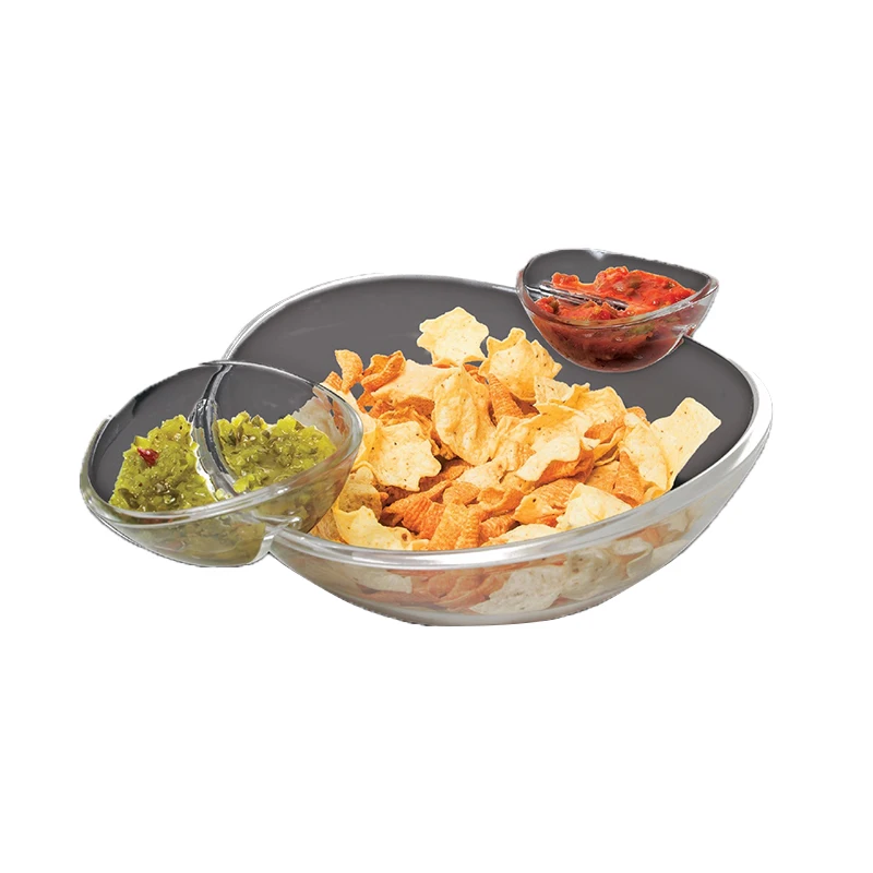 Dipping Bowl Cover Plastic Transparent Chip And Dip Bowl