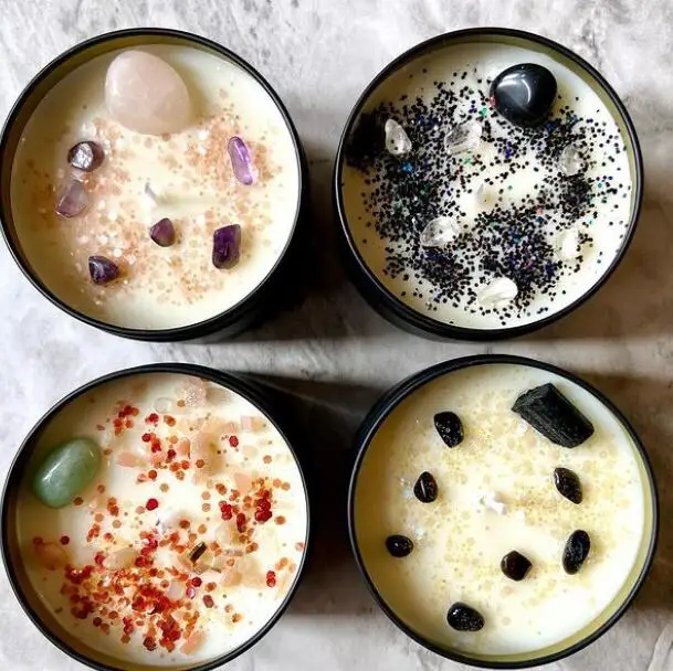 top sale wholesale spiritual gemstone herbal intention crystal scented candles