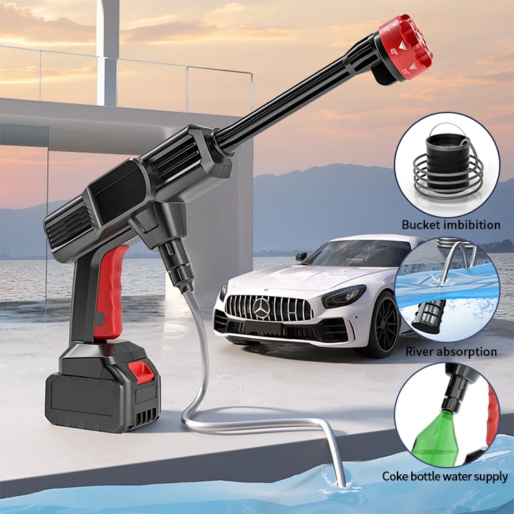 Portable Car Washer Powerful High Pressure 21V Lithium Rechargeable Cordless Water Jet Foam Gun Car Washer for Car & Garden