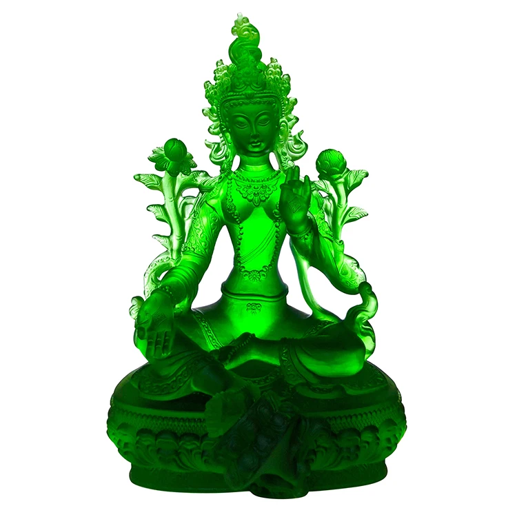 Другие аксессуары для домашнего декора Fengshui продукты Зеленая Тара религиозная фигурка лиули Хрустальное искусство стеклянная статуя хрустальные поделки