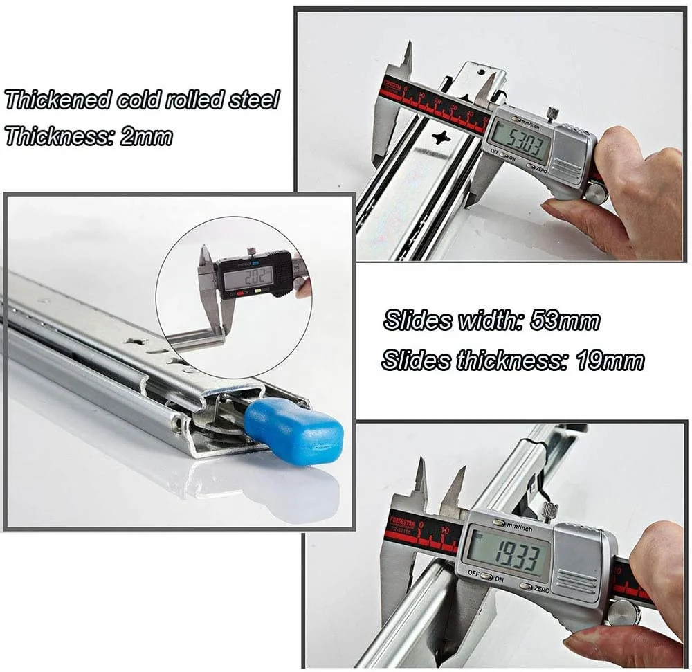 SNEIDA 53mm 120KG Load Rating Heavy Duty locking Drawer Slide rails for camper