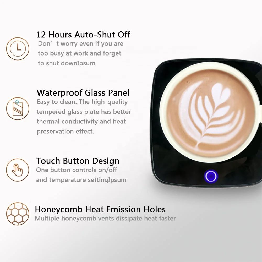 110V/220V 55 Degrees Temperature Control  Electric Heat Cup Coffee Ceramic Heating Mug Warmer