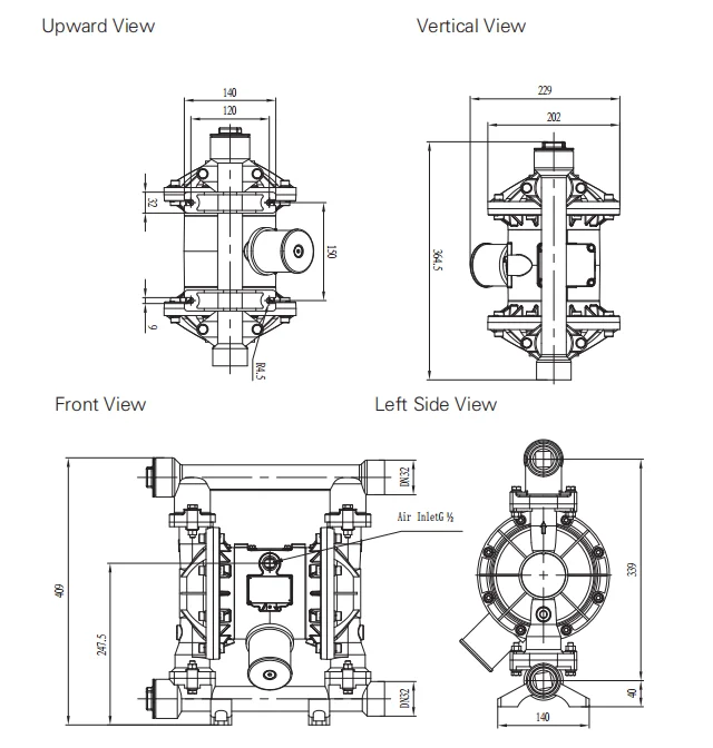 GODO QBY3-32P 1-1/4' 304 ATEX Stainless Steel pneumatic diaphragm pump Petrochemical industry Air Pump