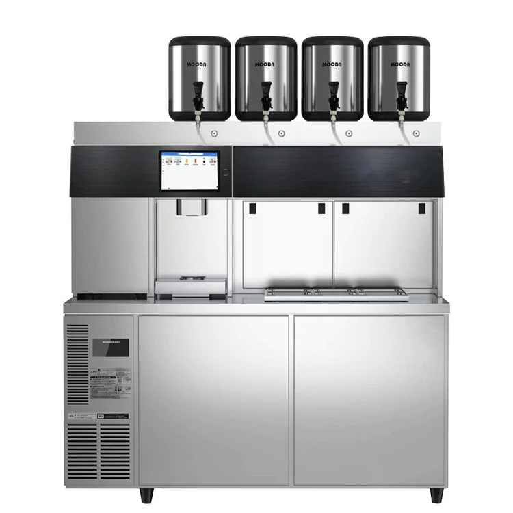 Commercial Milk Tea Shop Equipment Automatic Bubble Tea Machine With Refrigerating Counter