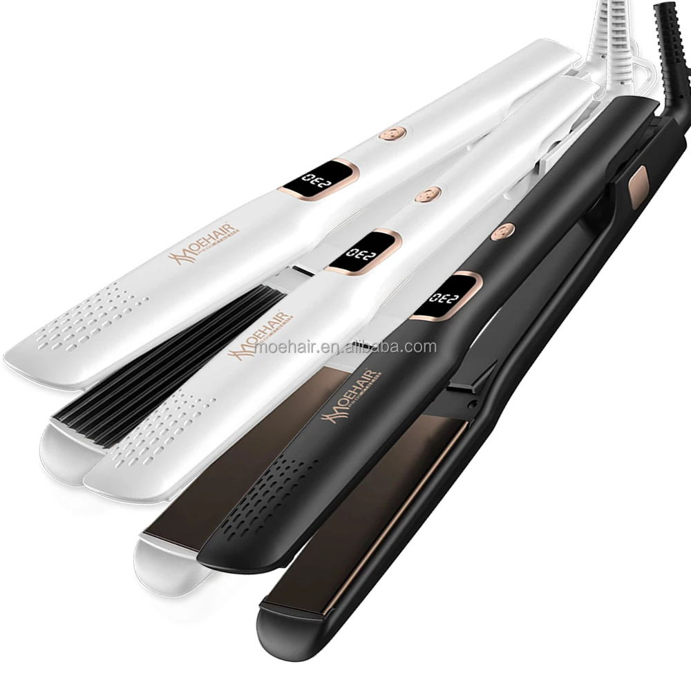 Moehair hair straighteners flat iron and curler 2 in 1 with custom box