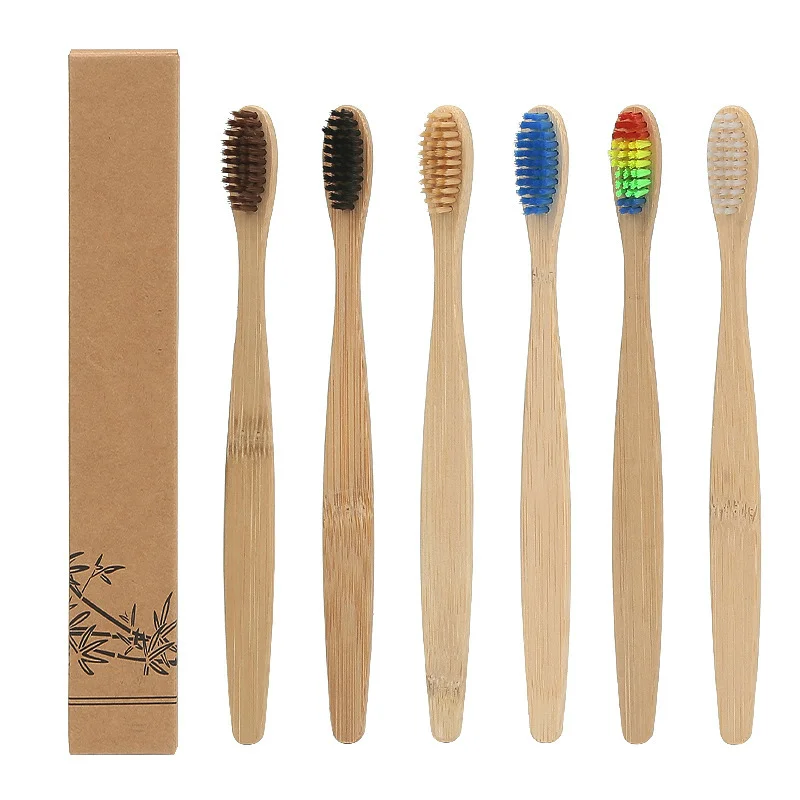 Free Sample Custom Wholesale Biodegradable Eco Friendly Black Soft Bamboo Tooth Brush Charcoal  Bamboo Toothbrush