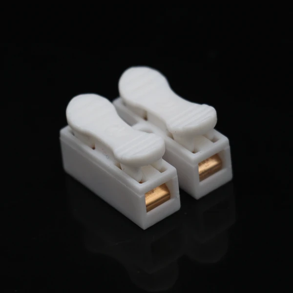 1000pcs package pp push in copper spring quick connect electric 2 pole led light screwless terminal block