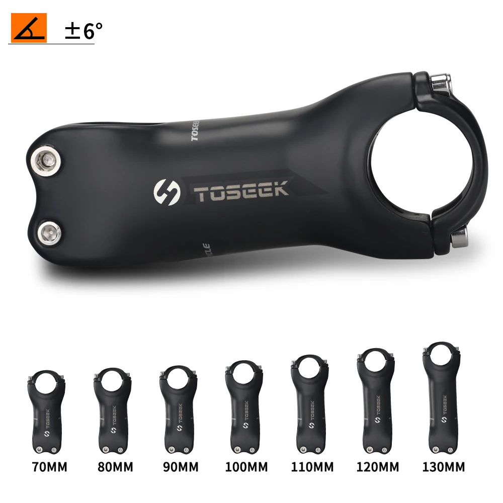 Toseek  Black Matte 31.8 Mtb Handlebar Stem 6/17Degree Bicycle Stem 70/80/90/100/110/120/130Part Bike Stemebike Carbon Stem