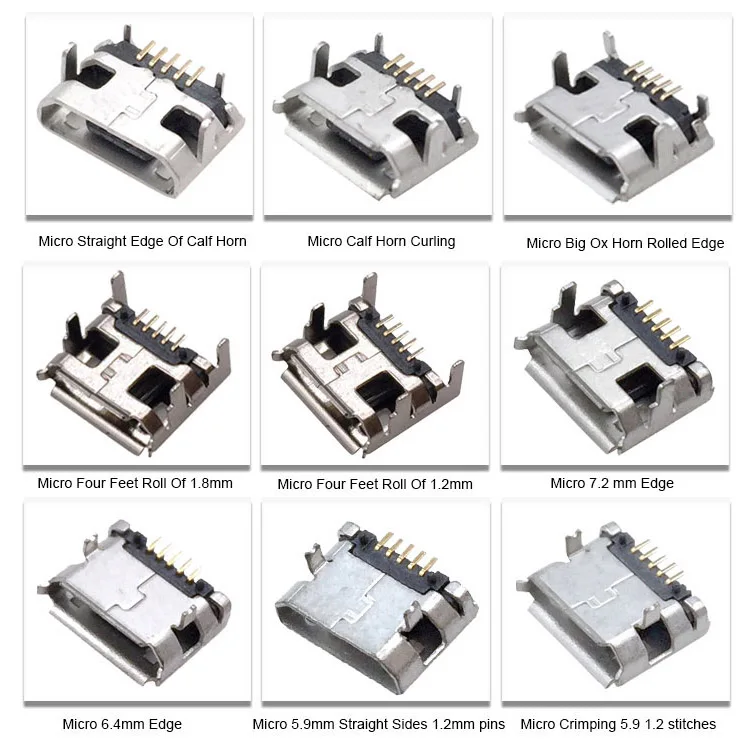 XYFW Free Sample Usb Micro Port Conector Typeab Heavy Plate 5 Pin B Type A Charging Pin Smd/smt Female 5pin Micro USB Connector