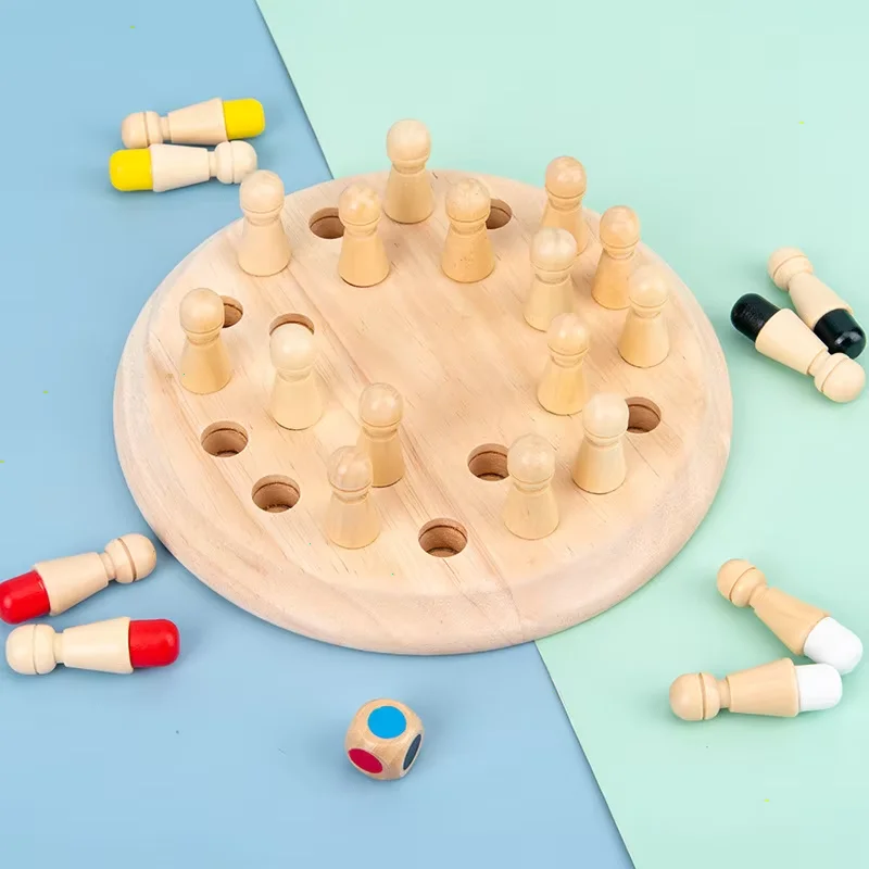 2024 New design baby toy match sticks game wooden color memory chess game