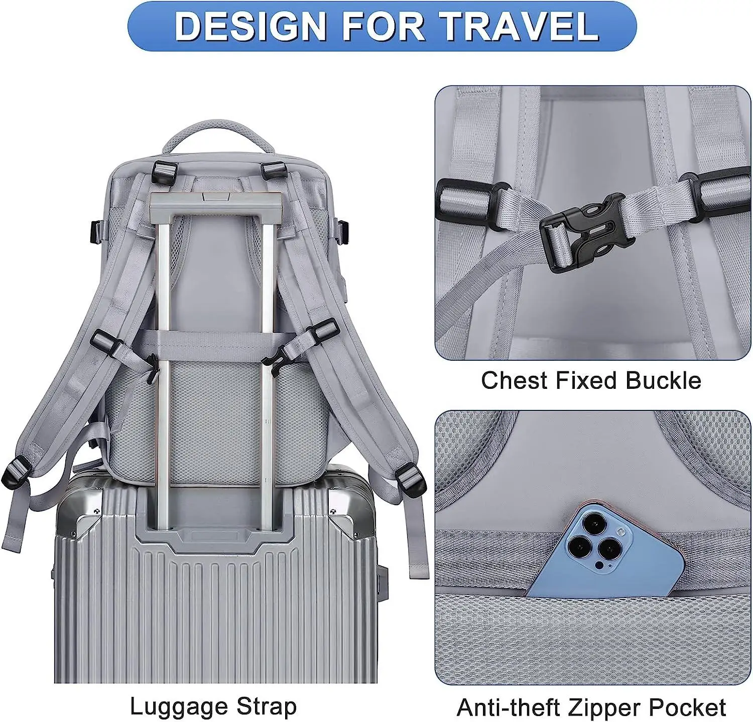 2024 New YCH Low MOQ Wholesale Large Casual Daypack Multi-funcational Travel Backpack Flight Approved