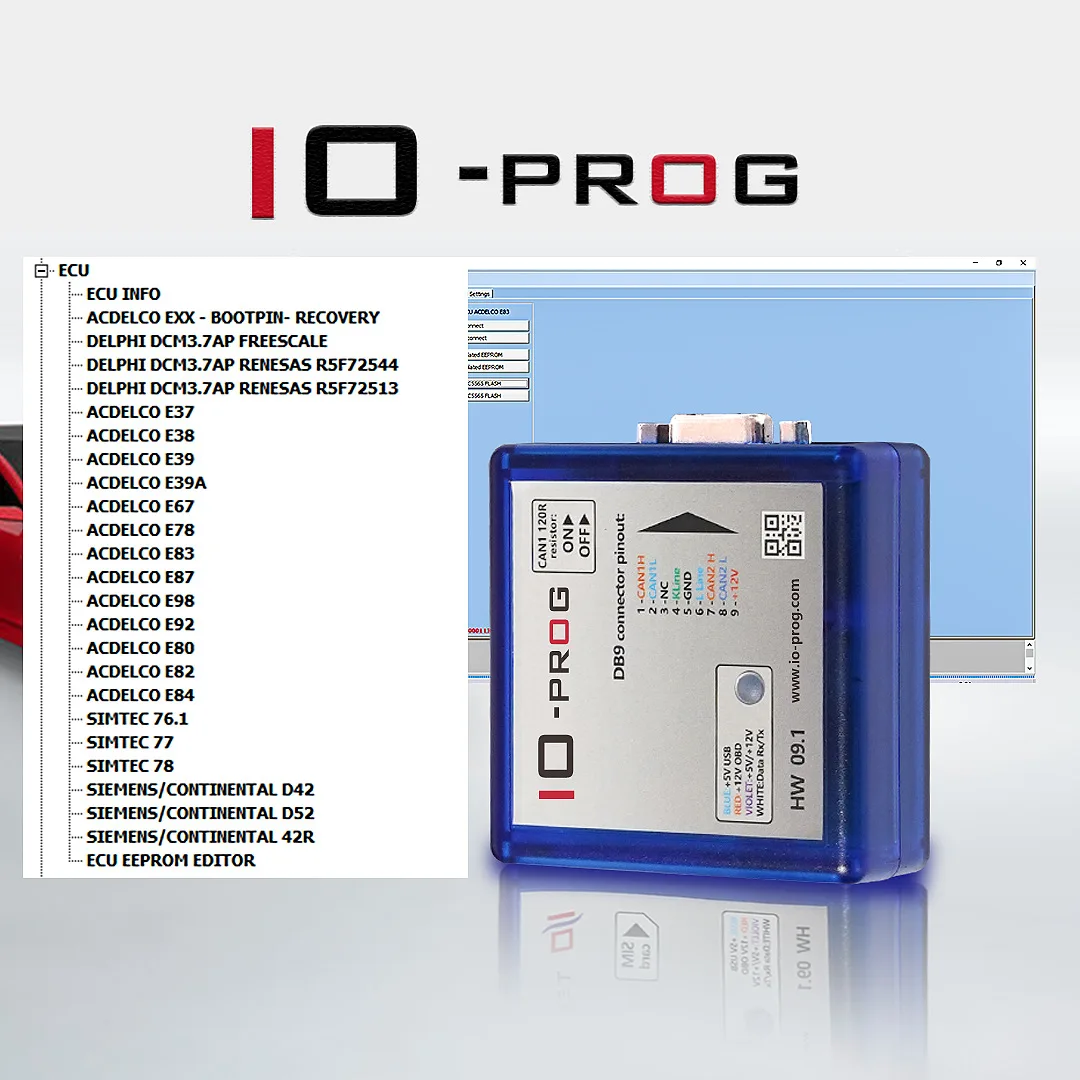 IO prog with PSA BSI Opel ECU TCM BCM &EPS Ecu tuning chiptuning tools Combination of K-line and CAN programmer BD9 connector