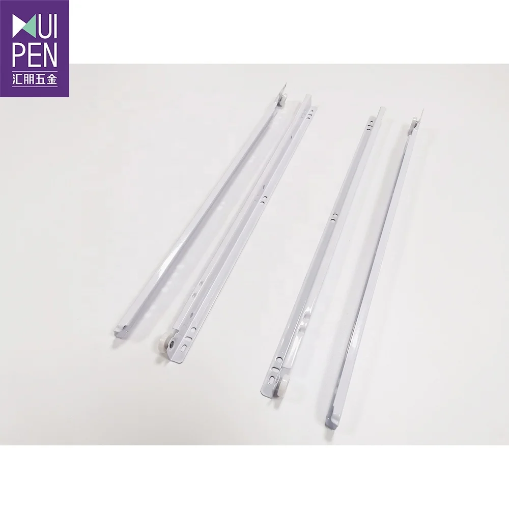 Epoxy powder coated paint roller runner Euro type self closed drawer slide with adjustable plastic plug guides slide