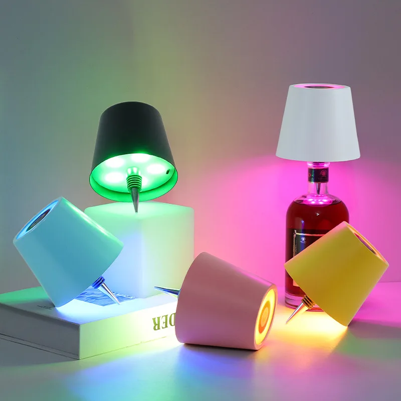 RGB-лампа для бутылки вина металлическая настольная лампа перезаряжаемая светодиодная светящаяся оптовая продажа от производителя