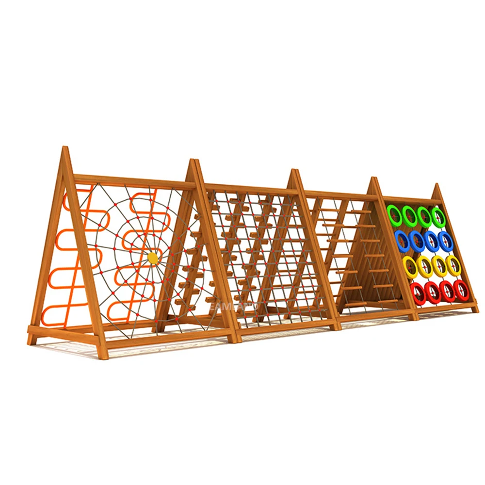 Wooden outdoor playground equipment swing set for children