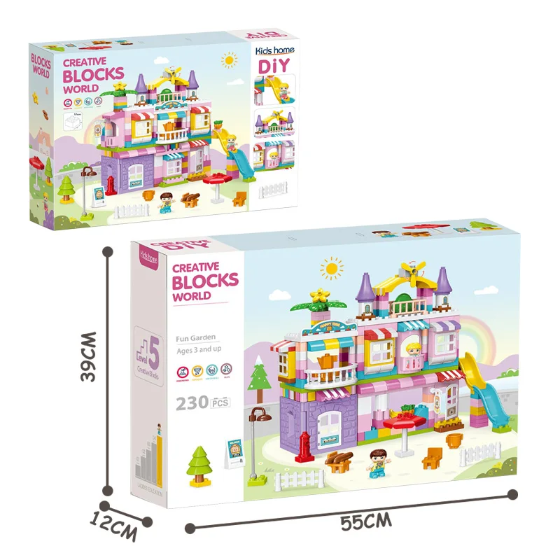 Kids Construction House Model Bricks Toy Creative  Figures Castle House Villa Building Block Set