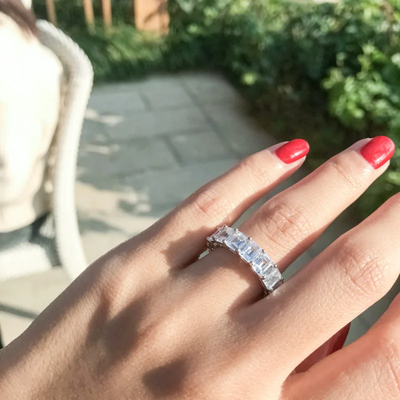 Fashion s925 Silver Ring Zircon 2 carat sterling silver non-fading diamond ring for ladies