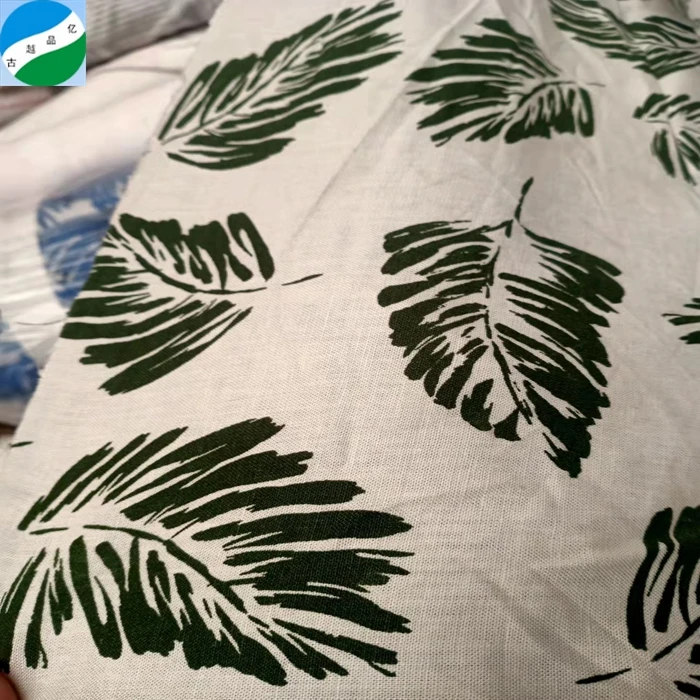 Line fabric stock kg price small rolls and middle rolls printed cotton linen fabric woven print shirt fabric