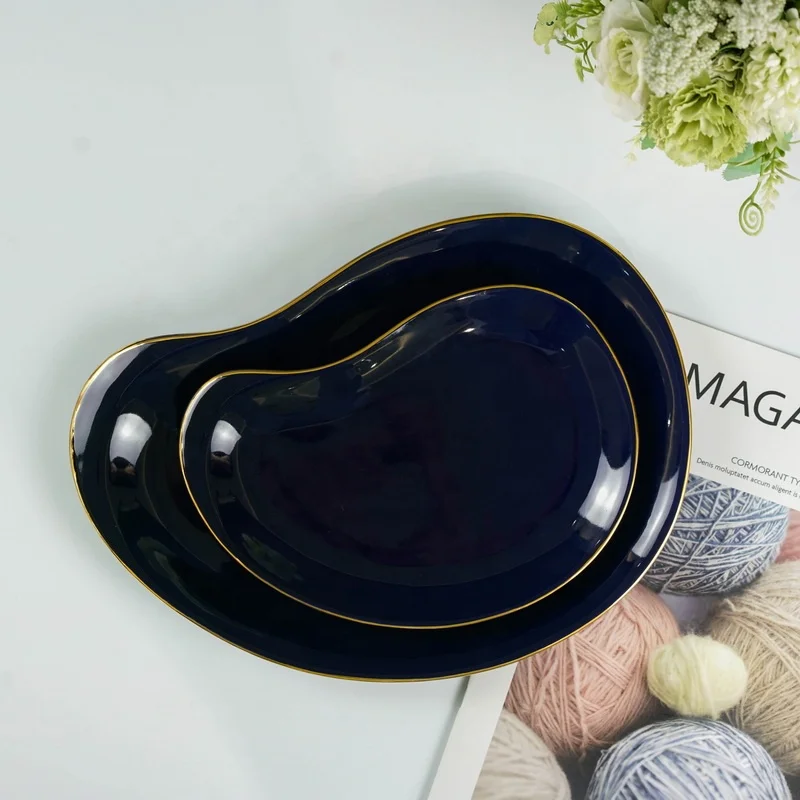 Restaurant Tableware Nordic Porcelain Dinnerware  Tea Sets Dishwasher Safe 24 pcs Black Ceramic Dinner Set