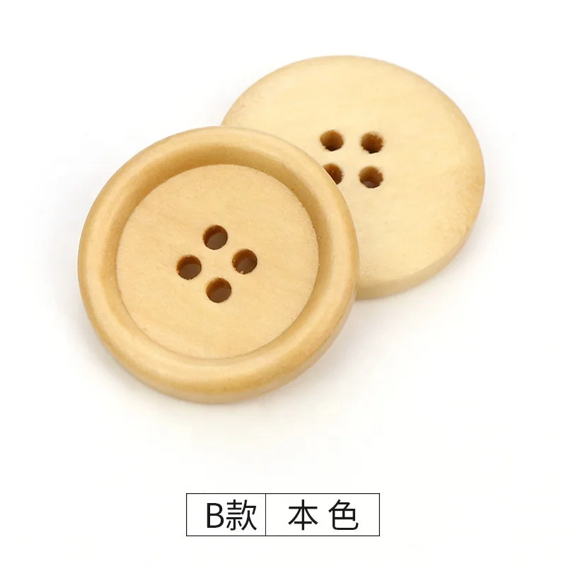 Custom 25mm Round Wooden Buttons Sewing Flatback Button 4 holes assorted colour for Garment DIY