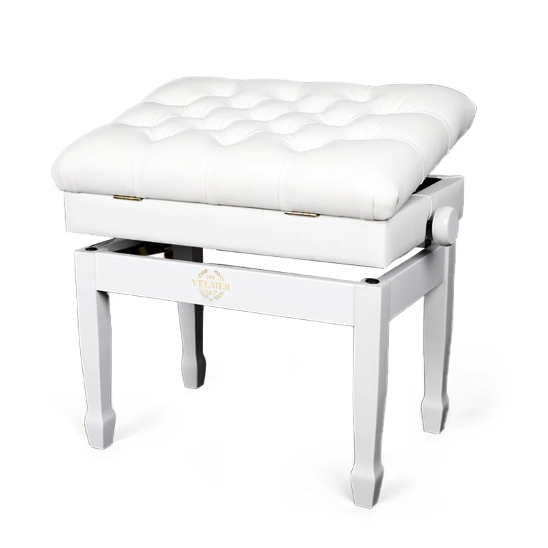 OEM Deluxe solid wood white leather adjustable piano bench stool  for kids