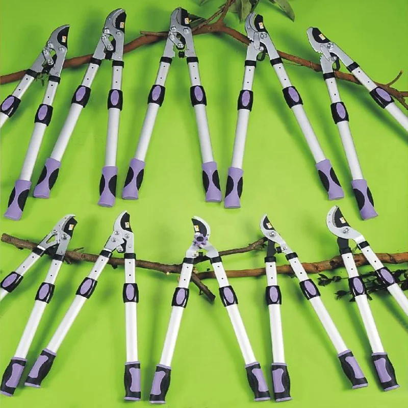 Carbon Steel Blade Garden Lopper and Hedge Shears Oval Telescopic Aluminium Handle Pruner Pruning Tools Clipper Secateurs