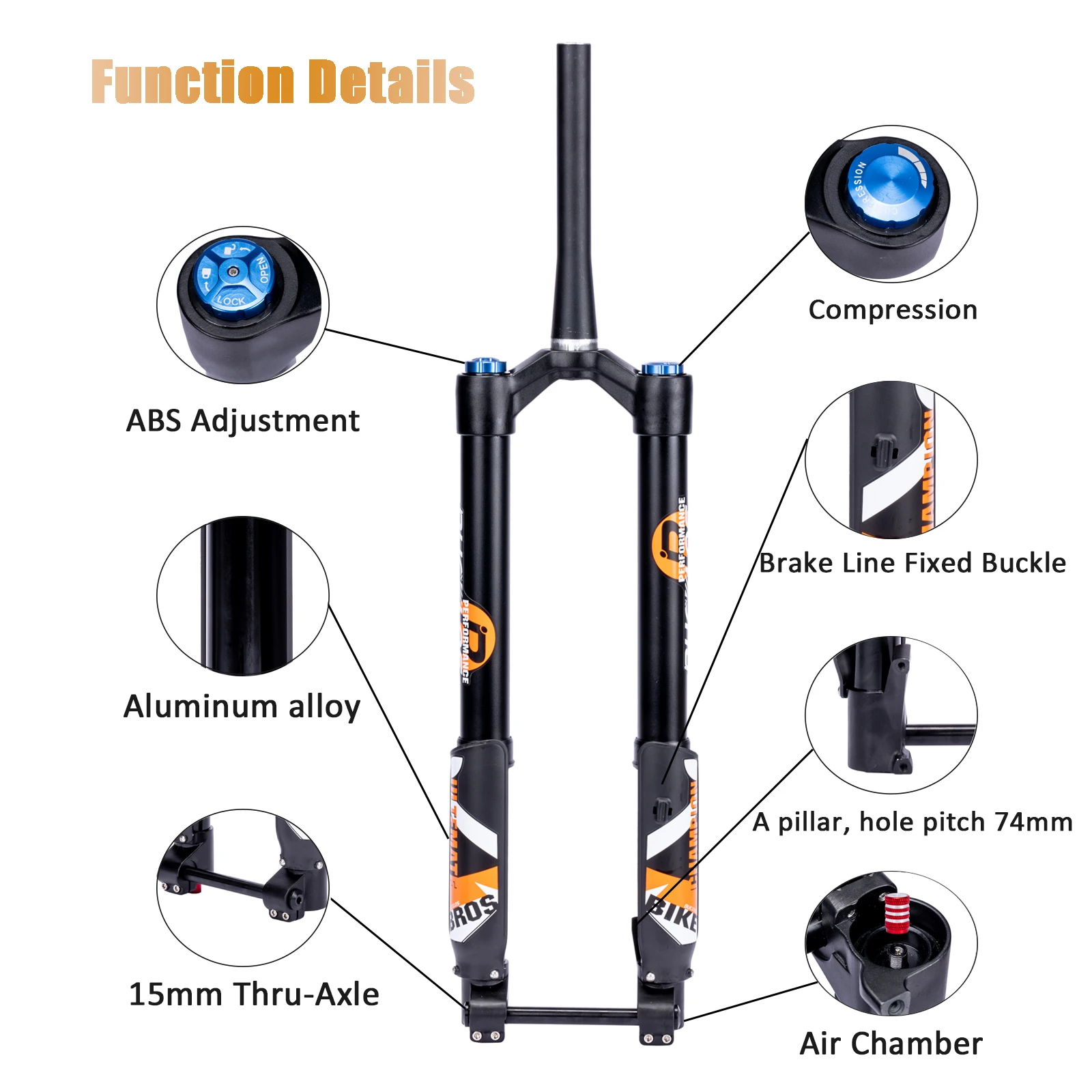 BUCKLOS 26/27.5/29 inch Electric Mountain Bike Air Suspension Inverted Downhill  Fork 140/180mm Stroke Bicycle Fork