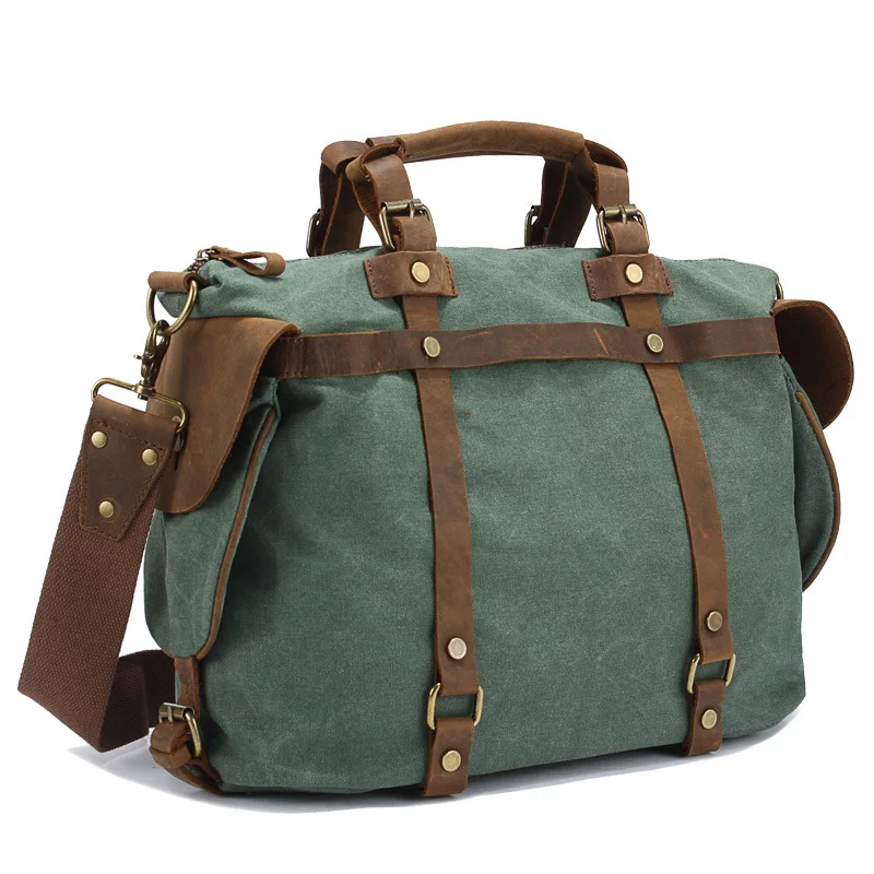 Винтажные кожаные холщовые сумки-мессенджеры Crazy Horse, женские и мужские дорожные сумки-тоуты через плечо для путешествий