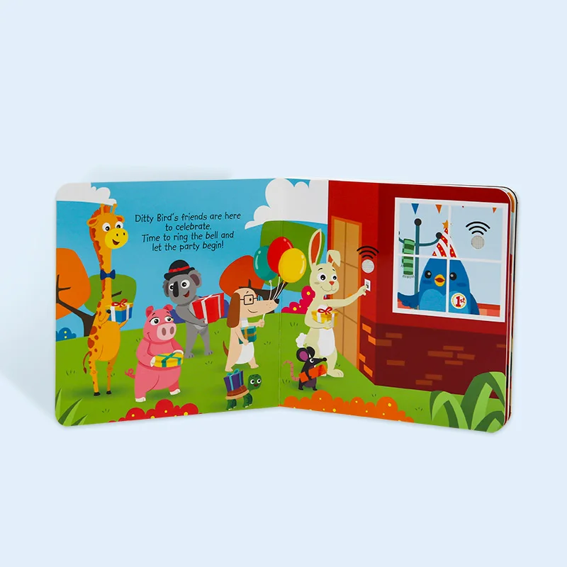 Hidden button music sound board book for children, factory printing services