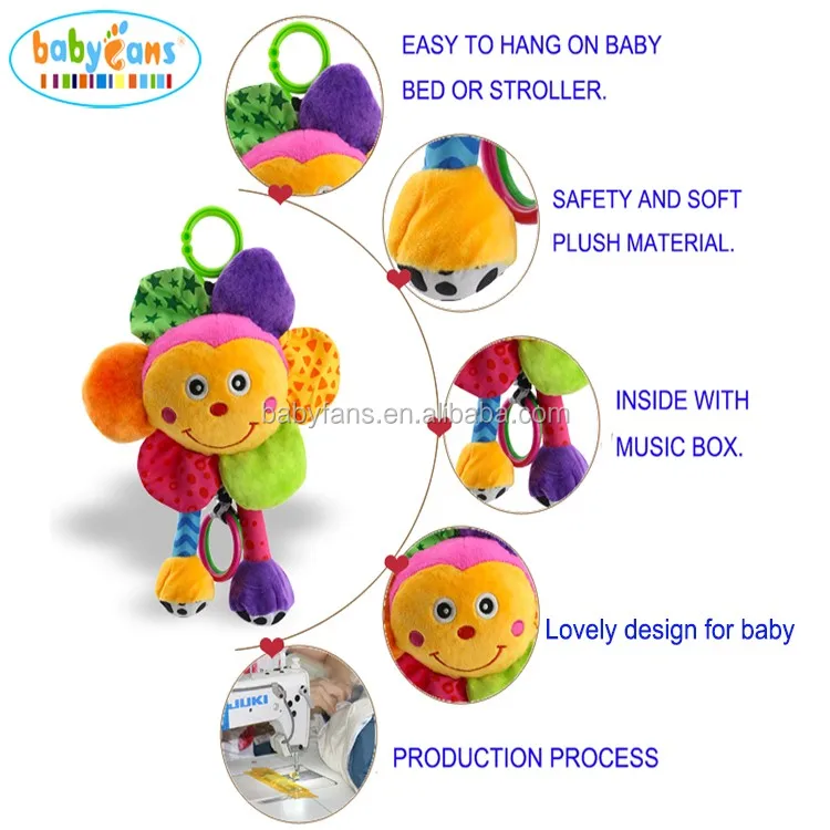 baby soft musical hanging toys beautiful cartoon plush sun flower with smile face