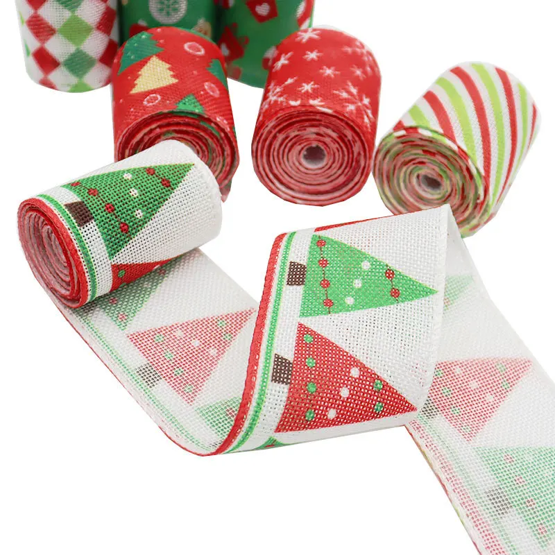 
Customized wholesale celebrations sustainable poliprolieno buffalo burlap christmas ribbon 