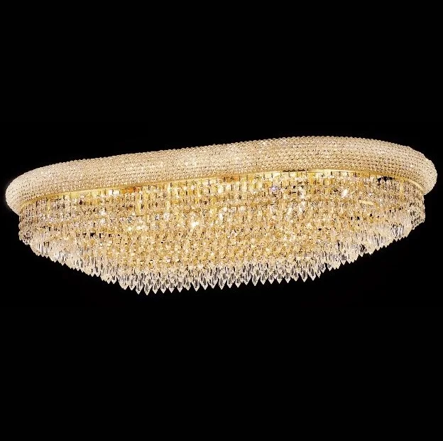 Factory meeting room oval shape crystal lamp chandeliers ceiling flush mount