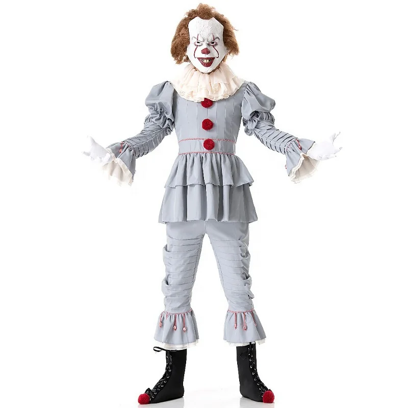 Карнавал Хэллоуин Вечеринка Косплей Pennywise костюм клоуна Одежда Мужской необычный взрослый
