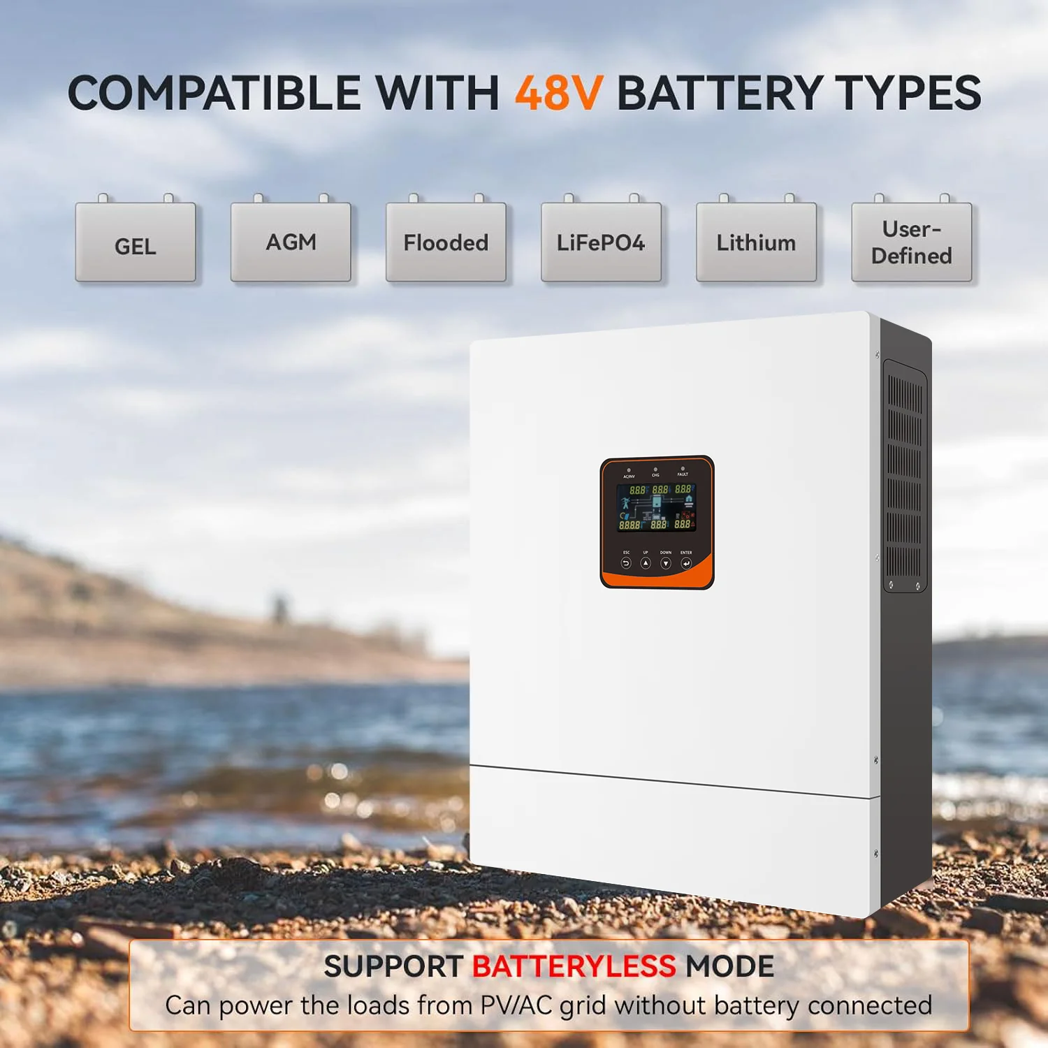 3.5KW 5.5KW 10KW Гибридный солнечный инвертор 48V батарея Чистая синусоида солнечное зарядное устройство Mppt 60A 100A 200A DC с Wi-Fi RS485