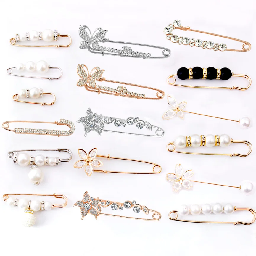 Waistband Pin Accessories Good Quality Pearls Crystal Gold Brooch Waist  Clap Anti Exposed Safty Pins
