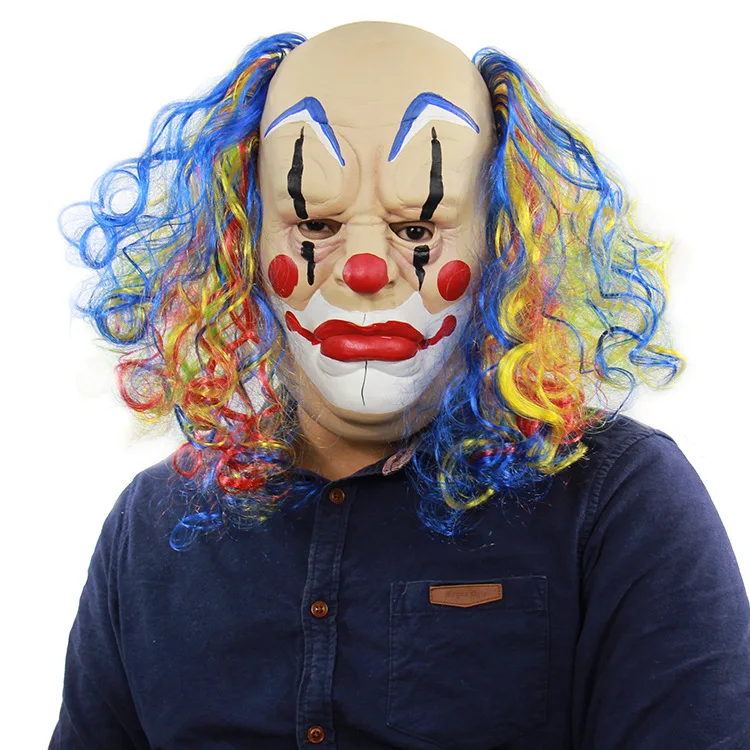 2024 new Halloween Colorful twin ponytails Clown Environmental friendly funny maskes costume latex mask