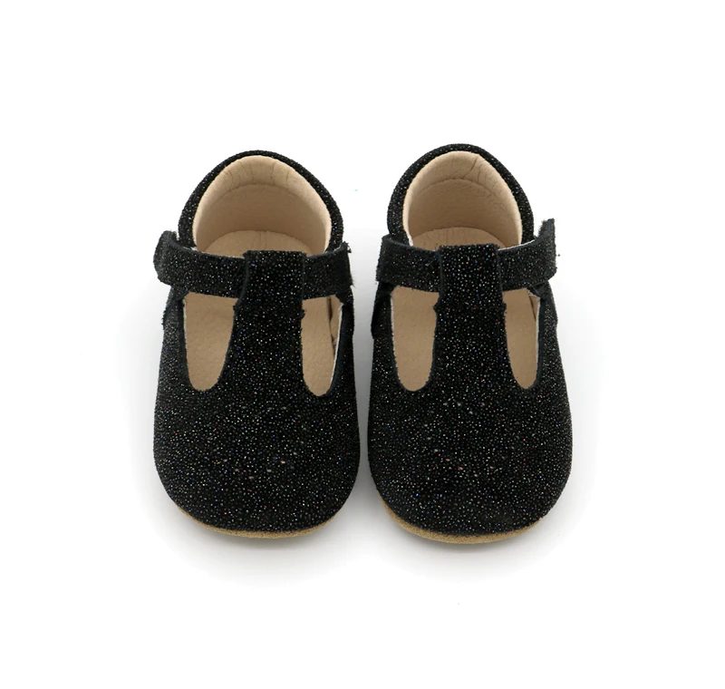 High Level Kids T Bar Shoes Cute Glitter Kids Dress Shoes Soft Leather Pre Walker Mary Jane