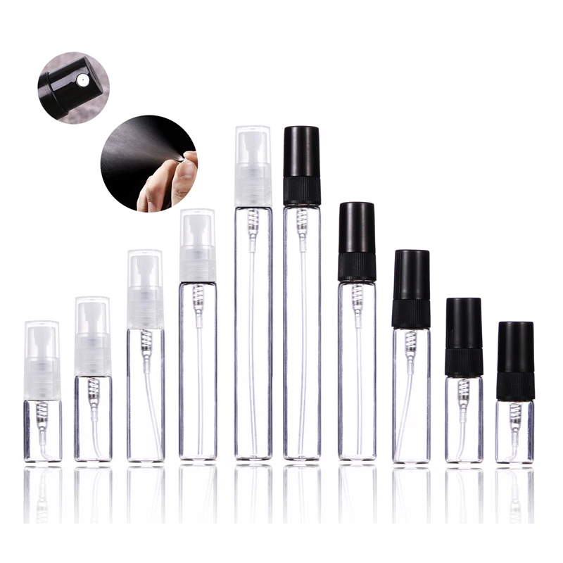High Quality Screw Plastic Cap 2 Ml 3ml 5ml 7ml 10ml Mini Empty 2ml Clear Tester Bottle Glass Perfume Sample Spray Bottles