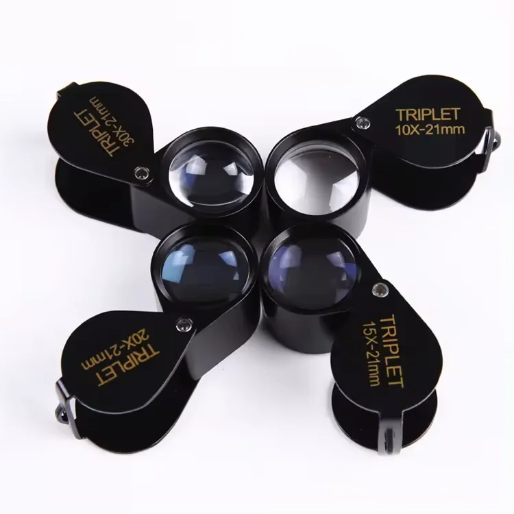 Optical Mini Metal folding 10X 20X 30X jewelry magnifier identifies diamond jade antiques authenticator