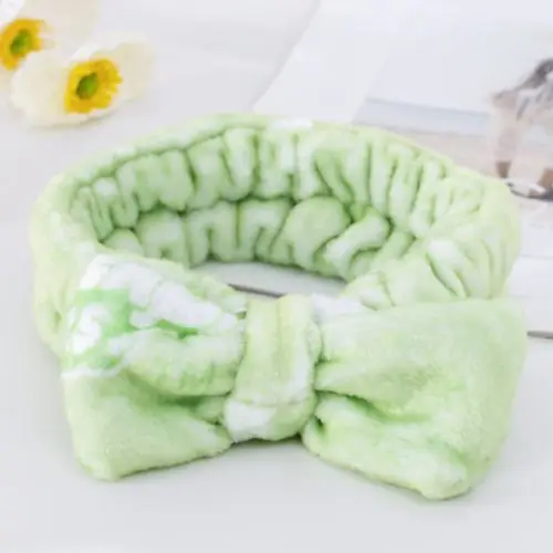 Wholesale Various Color Bowknot Girls Makeup Face Hair Band Flannel Face Wash Hair Band