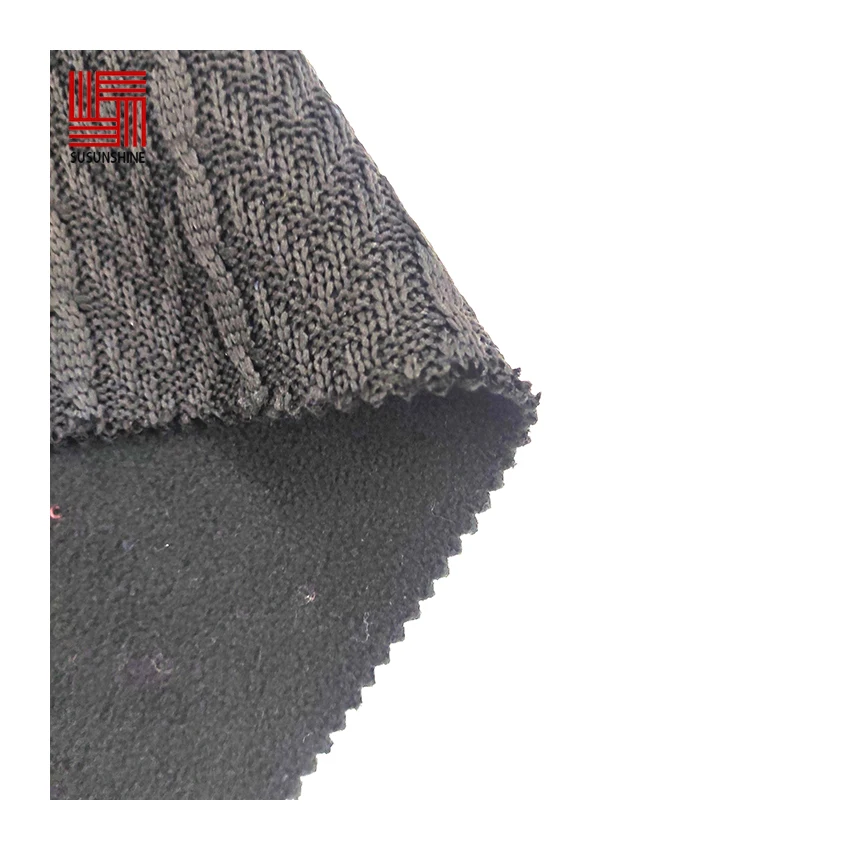 
polar bonded fabric rib knit bonded polar fleece knit fabric 