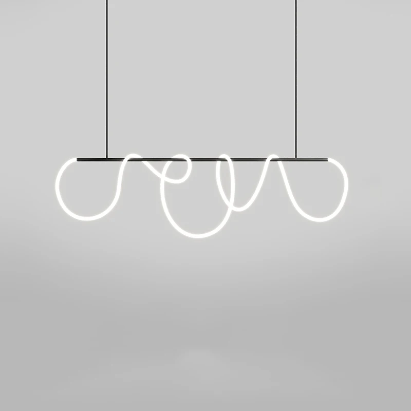 Minimalist LED silicon tube golden chandelier restaurant bar decorative lights wholesale at low prices