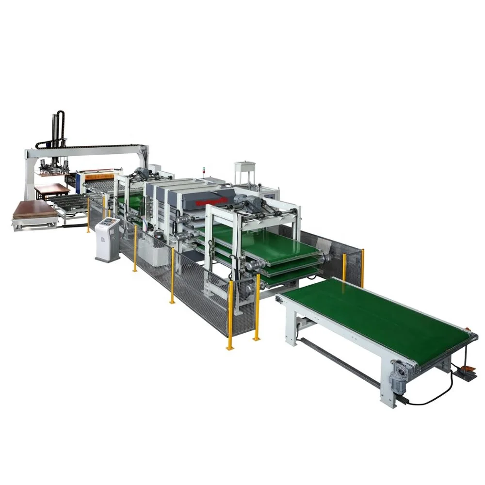 
multi-layer through feeding hot press machine for door production line 