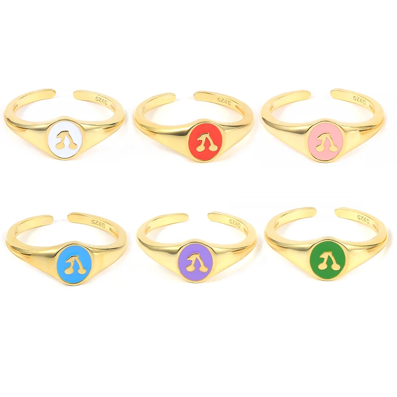 Милые ювелирные изделия ROXI с изображением вишни, любимые девушки, Серебро S925 пробы, крупные регулируемые кольца