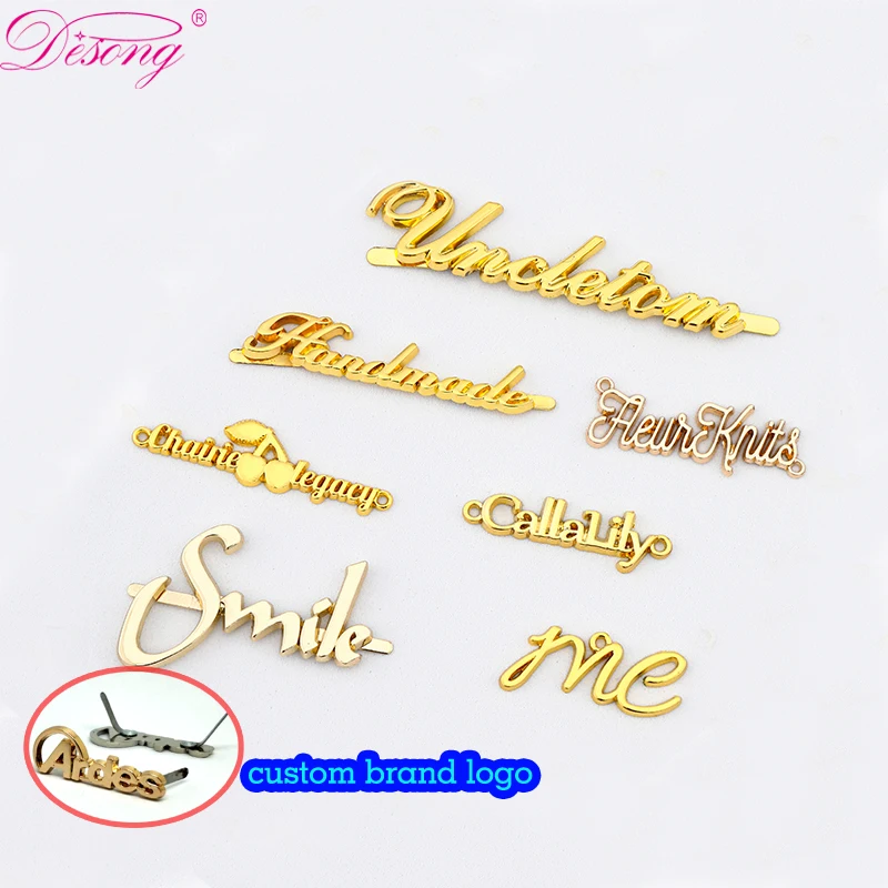 Индивидуальная металлическая заклепка с логотипом декоративные дизайнерские металлические этикетки для сумочек