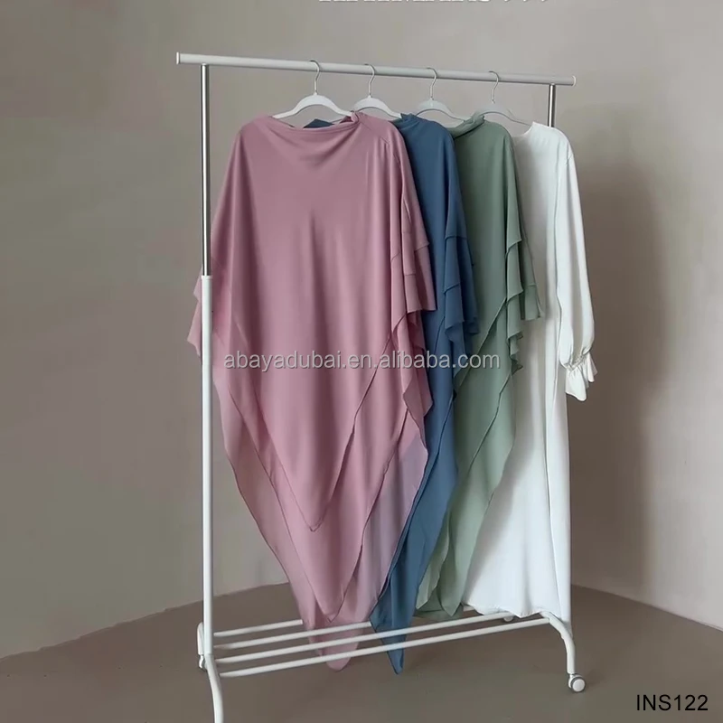 Lightweight breathable 3 layer khimar hijab wholesale chiffon long for muslim women